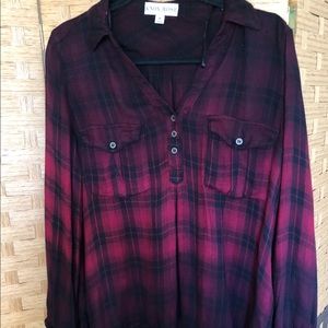 Burgundy Plaid blouse